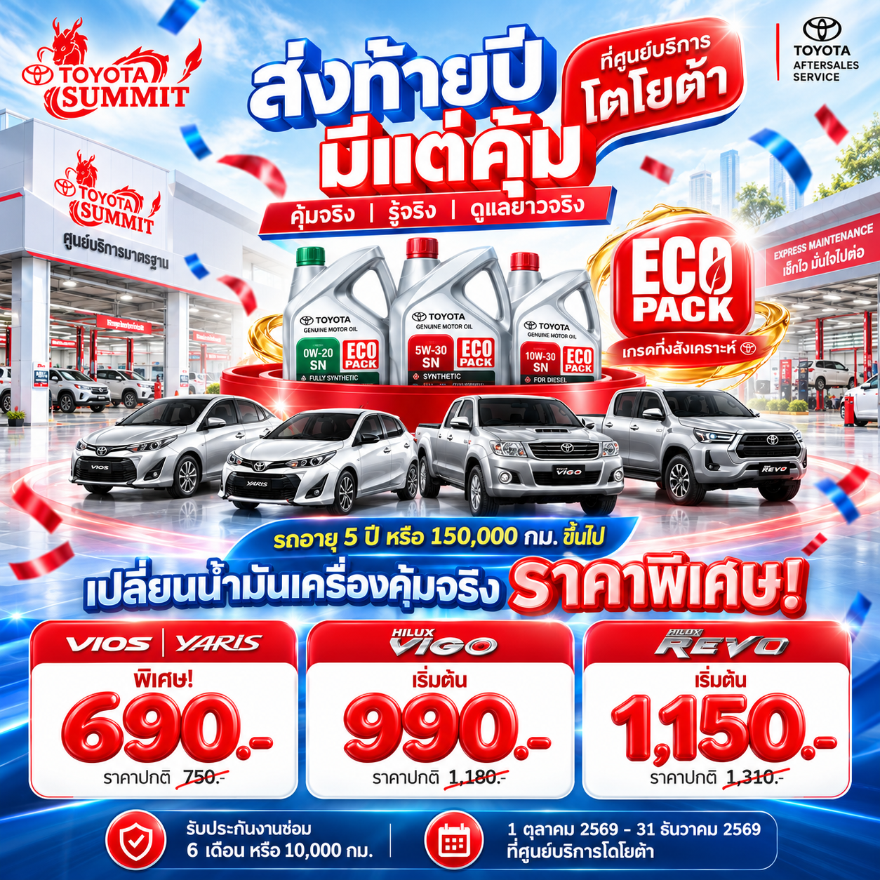แพ๊คเกจเปลี่ยนน้ำมันเครื่องแบบประหยัด ECO PACK